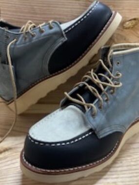 Womens Two-Tone Casual Moc Toe Boots - Black & Light Gray